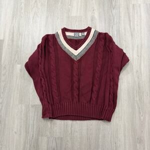 Vintage Gap Cricket Sweater Size Medium Red y2k Preppy Cable Knit Pullover 2000s
